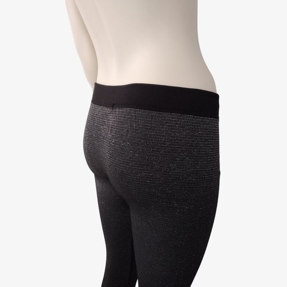 Under Control Black and Silver Metallic Shimmering Fleece Lined Leggings - Picture 7 of 11